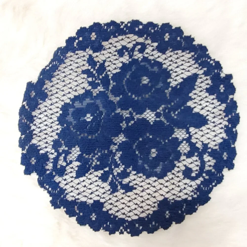 Elegant Blue Round Lace Doily